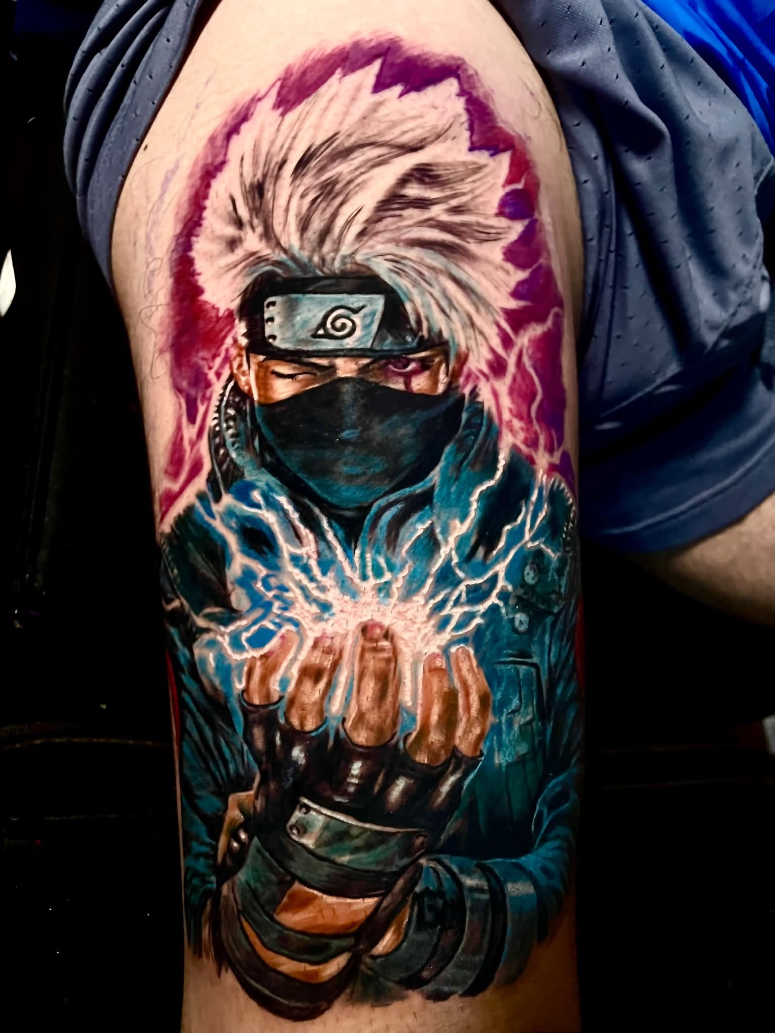 Full colour anime portrait tattoo