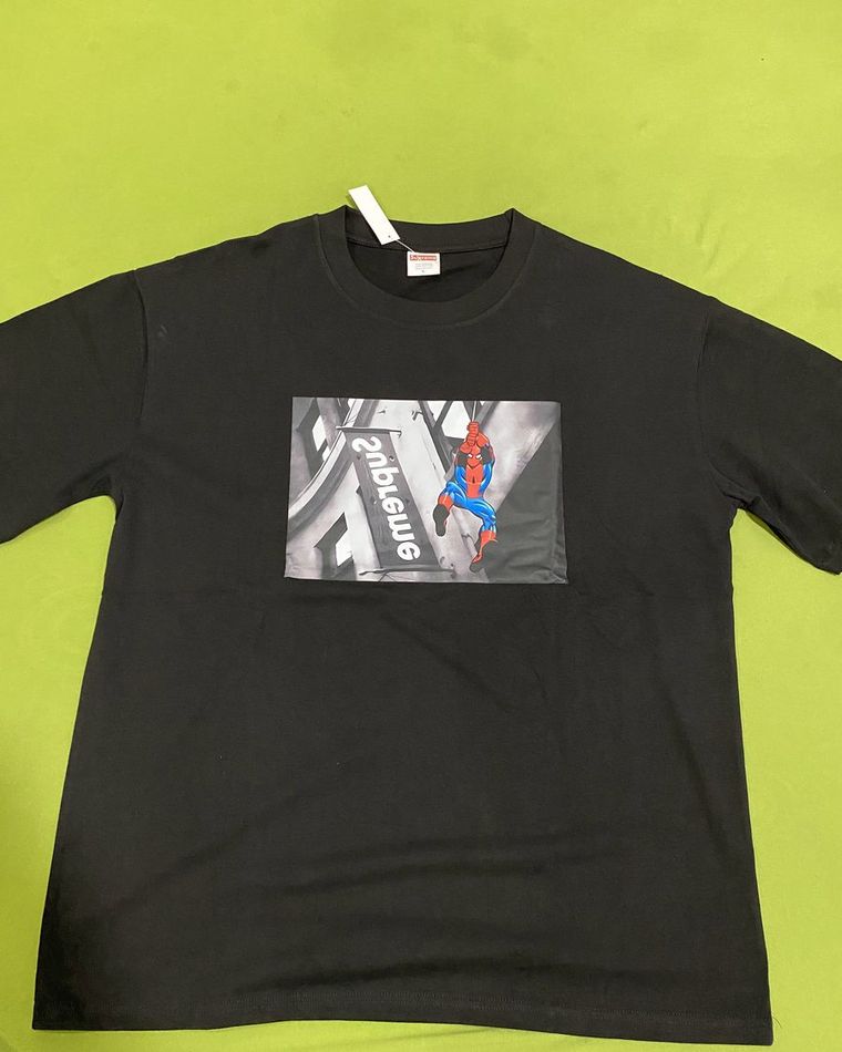Black tee with a rectangular photo print
